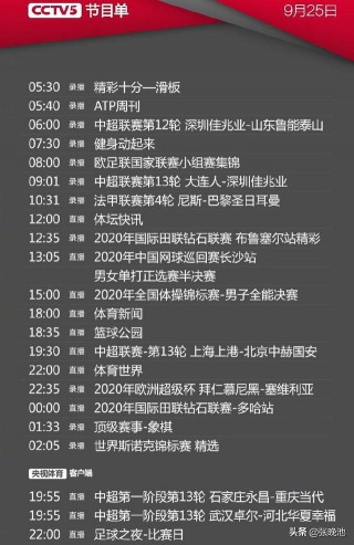 cctv5今天的节目表(cctv5今天的节目表央视5+节目表)